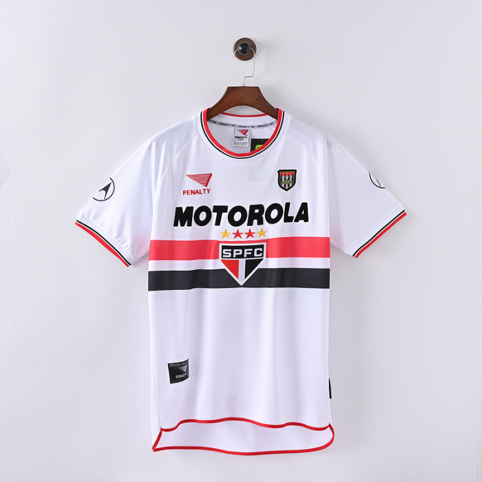 with Round Neck Retro Jersey Sao Paulo 2000 Home Soccer Jersey Vintage Football Shirt