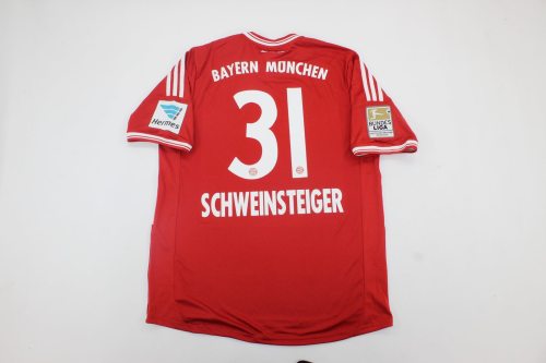 with Bundesliga Patch Retro Jersey 2013-2014 Bayern Munich SCHWEINSTEIGER 31 Home Soccer Jersey Vintage Football Shirt