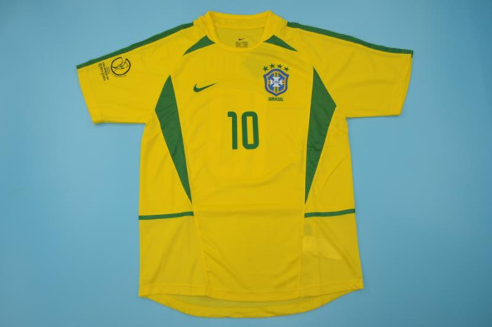 with Patch Retro Jersey 2002 Brazil Home Soccer Jersey Brasil Camisetas de Futbol
