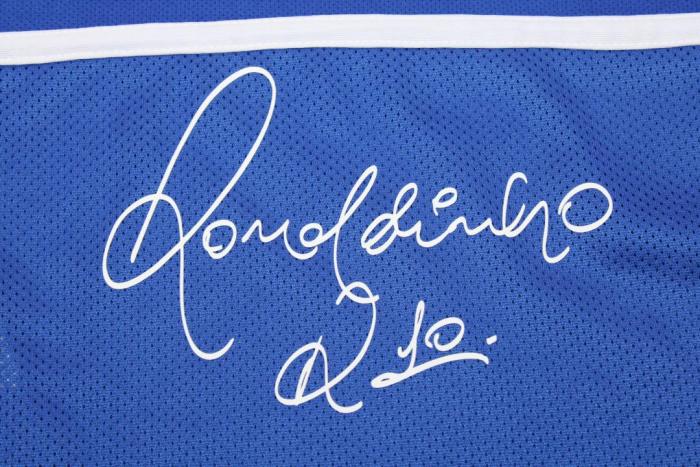 with Patch+Back Singner Retro Jersey 2002 Brazil RONALDINHO 11 Away Blue Soccer Jersey Vintage Brasil Camisetas de Futbol