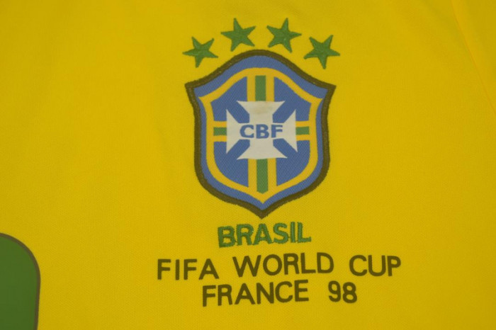 with Front Lettering Retro Jersey 1998 Brazil RONALDO 9 Home Soccer Jersey Vintage Brasil Camisetas de Futbol