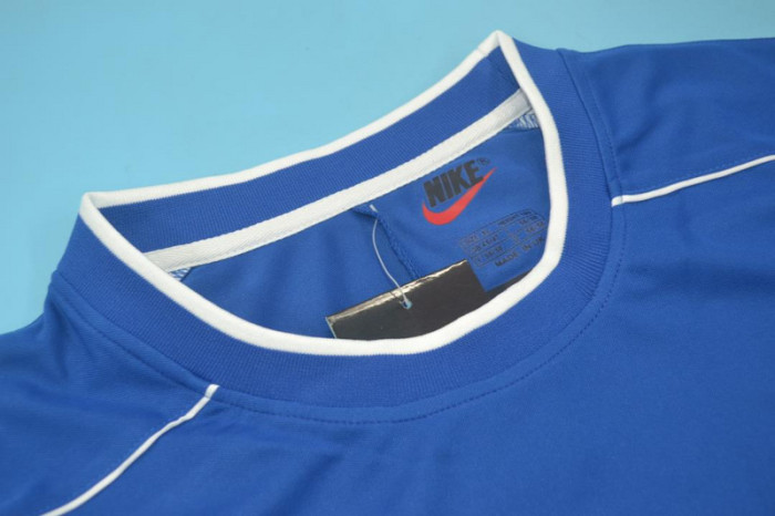 with Front Lettering Retro Jersey 1998 Brazil Away Blue Soccer Jersey Vintage Brasil Football Shirt