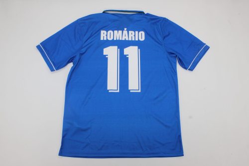 Retro Jersey 1994 Brazil Romário 11 Away Blue Soccer Jersey Vintage Brasil Camisetas de Futbol
