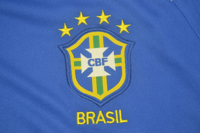 with Patch Retro Jersey 2002 Brazil Away Blue Soccer Jersey Vintage Brasil Camisetas de Futbol