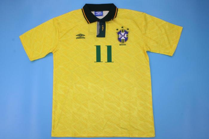 Retro Jersey 1991-1993 Brazil 11 Home Soccer Jersey Vintage Brasil Camisetas de Futbol