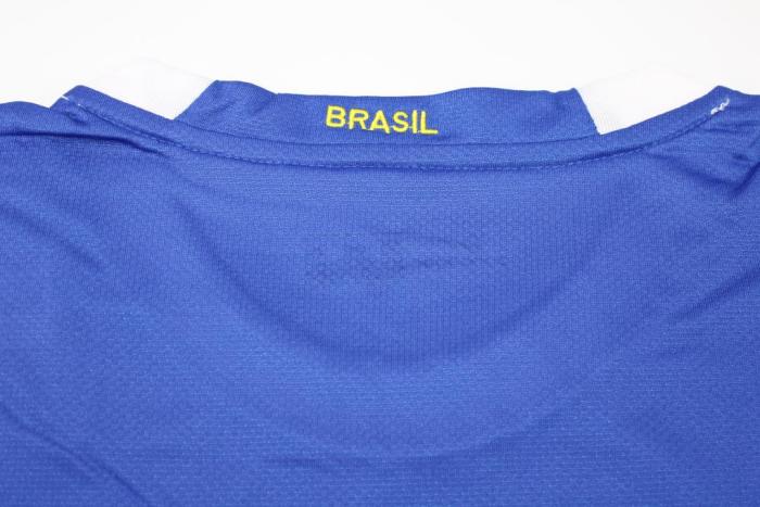 with Euro 2006 Patch Retro Jersy 2006 Brazil Away Blue Soccer Jersey Vintage Brasil Camisetas de Futbol