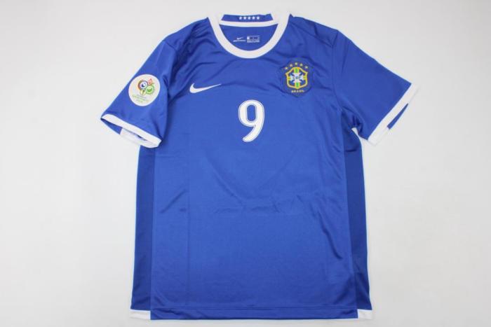 Retro Jersy 2006 Brazil RONALDO 9 Away Blue Soccer Jersey Vintage Brasil Camisetas de Futbol