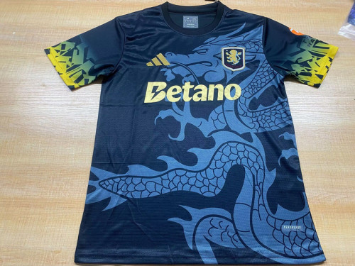 Fan Version 2025-2026 Aston Villa Away Dark Blue Football Shirt Soccer Jersey