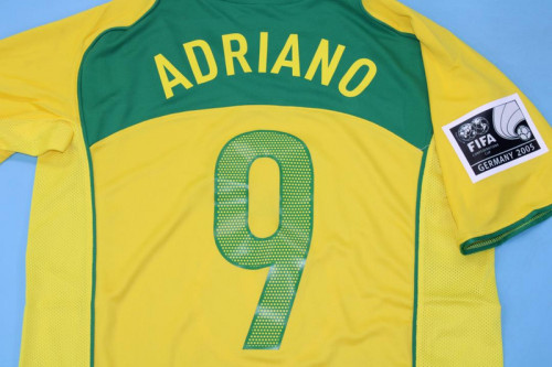 with Patch Retro Jersey 2004 Brazil RONALDO 9 Home Soccer Jersey Vintage Brasil Camisetas de Futbol