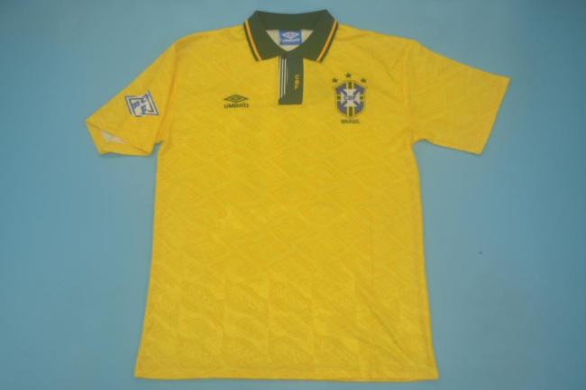 with Patch Retro Jersey 1991-1993 Brazil Home Soccer Jersey Vintage Brasil Camisetas de Futbol