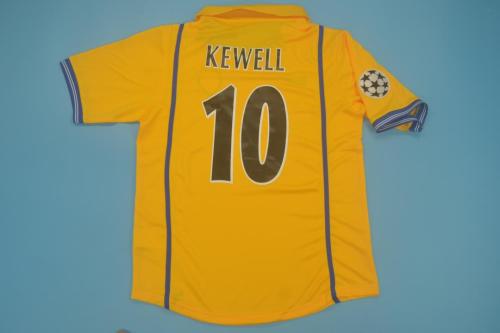 with UCL Patch Retro Jersey 2000-2001 Leeds United KEWELL 10 Away Yellow Soccer Jersey