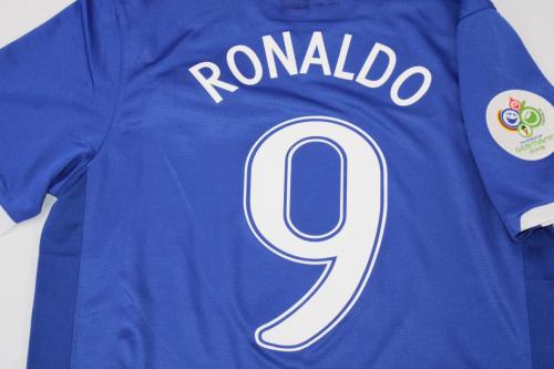 Retro Jersy 2006 Brazil RONALDO 9 Away Blue Soccer Jersey Vintage Brasil Camisetas de Futbol