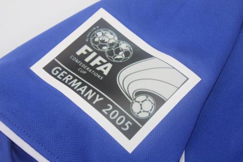 with Patch Retro Jersey 2004 Brazil Away Blue Soccer Jersey Vintage Brasil Camisetas de Futbol