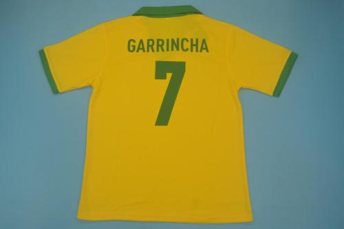 Retro Jersey 1957 Brazil GARRINCHA 7 Home Soccer Jersey Vintage Brasil Camisetas de Futbol
