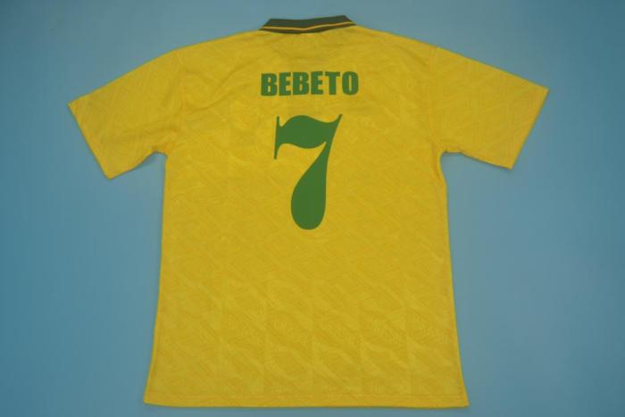 Retro Jersey 1991-1993 Brazil BEBETO 7 Home Soccer Jersey Vintage Brasil Camisetas de Futbol