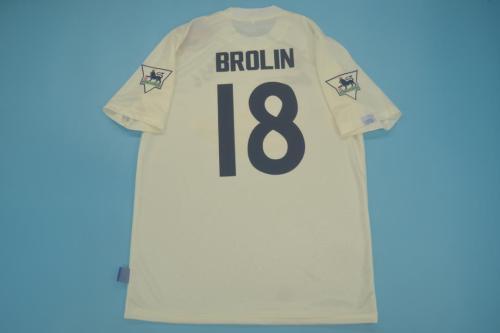 with EPL Patch Retro Jersey 1995-1996 Leeds United BROLIN 18 Home Soocer Jersey White Vintage Football Shirt