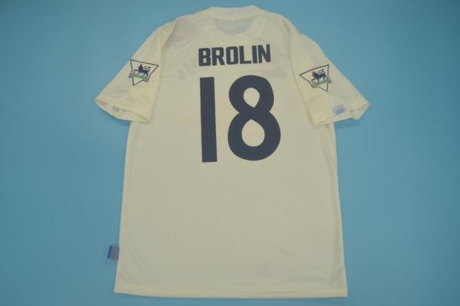 with EPL Patch Retro Jersey 1995-1996 Leeds United BROLIN 18 Home Soocer Jersey White Vintage Football Shirt