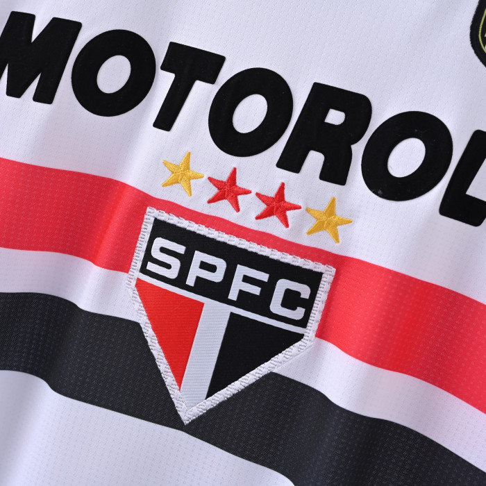 with Round Neck Retro Jersey Sao Paulo 2000 Home Soccer Jersey Vintage Football Shirt