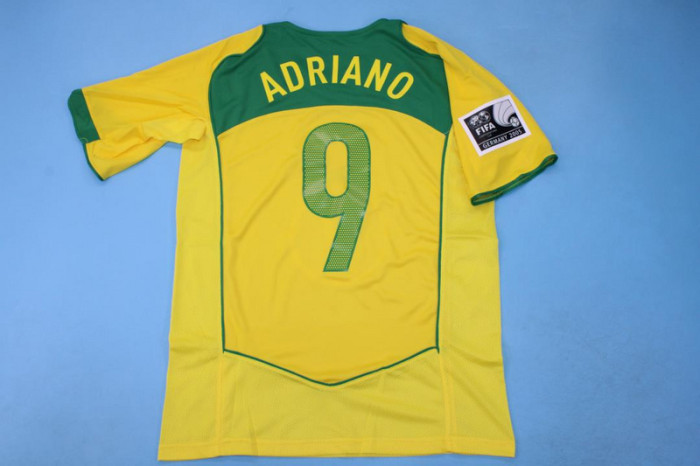 with Patch Retro Jersey 2004 Brazil RONALDO 9 Home Soccer Jersey Vintage Brasil Camisetas de Futbol