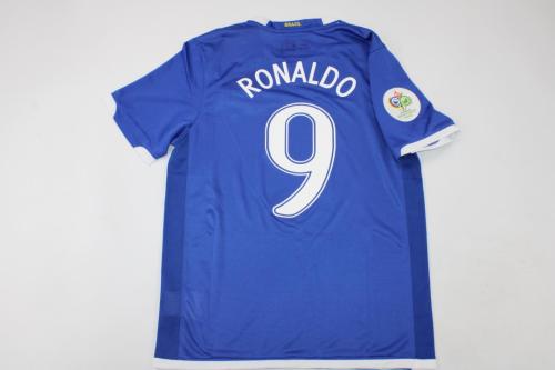 Retro Jersy 2006 Brazil RONALDO 9 Away Blue Soccer Jersey Vintage Brasil Camisetas de Futbol
