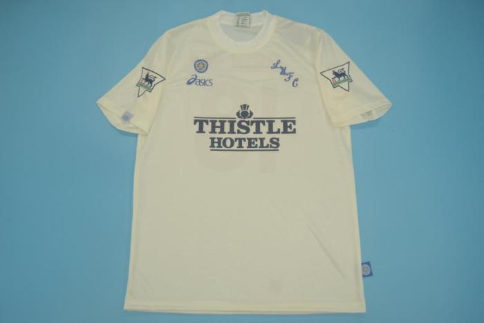 with EPL Patch Retro Jersey 1995-1996 Leeds United BROLIN 18 Home Soocer Jersey White Vintage Football Shirt