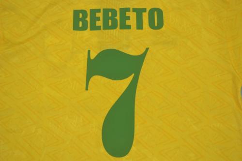 Retro Jersey 1991-1993 Brazil BEBETO 7 Home Soccer Jersey Vintage Brasil Camisetas de Futbol