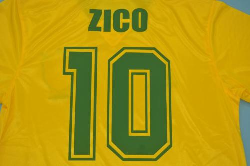 Retro Jersey 1988 Brazil ZICO 10 Home Soccer Jersey Vintage Brasil Camisetas de Futbol