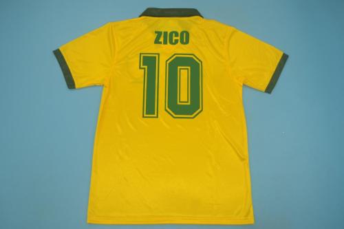 Retro Jersey 1988 Brazil ZICO 10 Home Soccer Jersey Vintage Brasil Camisetas de Futbol