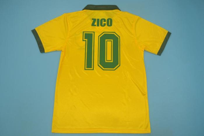 Retro Jersey 1988 Brazil ZICO 10 Home Soccer Jersey Vintage Brasil Camisetas de Futbol