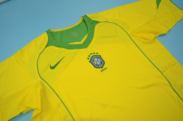 with Patch Retro Jersey 2004 Brazil Home Soccer Jersey Vintage Brasil Camisetas de Futbol