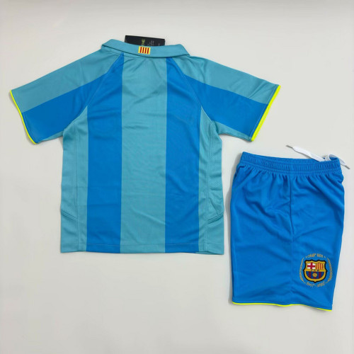 Retro Youth Uniform Kids Kit 2006-2007 Barcelona Away Soccer Jersey Shorts Vintage Child Football Set
