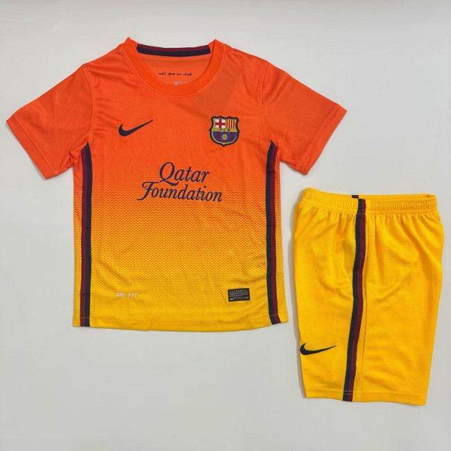 Retro Youth Uniform Kids Kit 2012-2013 Barcelona Away Soccer Jersey Shorts Vintage Child Football Set