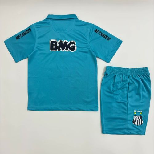 Retro Youth Uniform Kids Kit 2012-2013 Santos Away Blue Soccer Jersey Shorts Vintage Child Football Set
