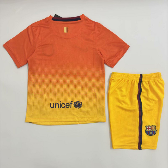 Retro Youth Uniform Kids Kit 2012-2013 Barcelona Away Soccer Jersey Shorts Vintage Child Football Set