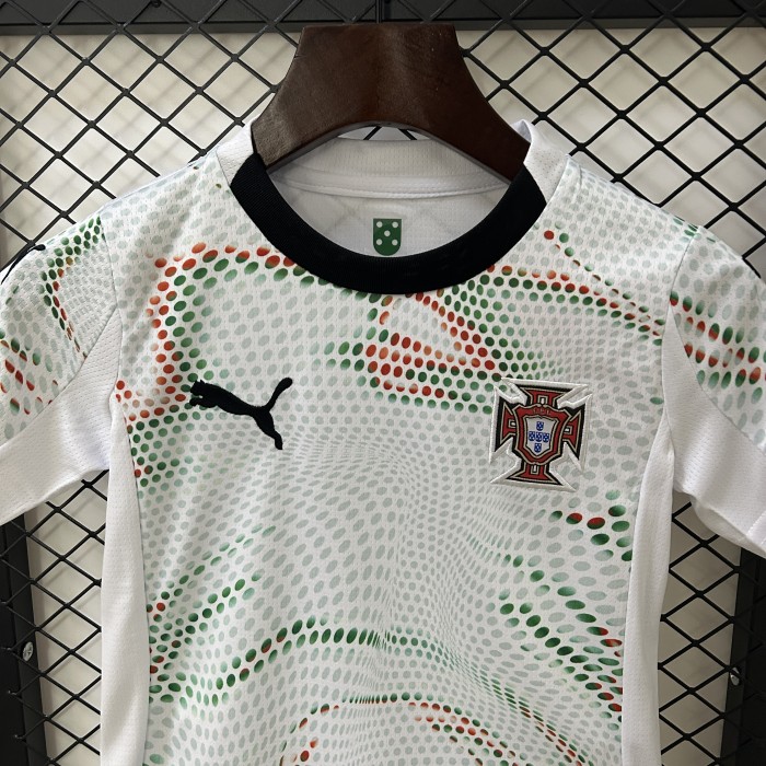 Youth Uniform Kids Kit 2025 Portugal Away Soccer Jersey Shorts Child Football Set