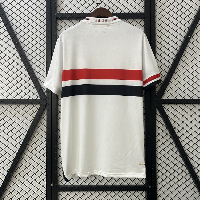 without Sponor Logo Fans Version 2025-2026 Sao Paulo Home Soccer Jersey Football Shirt