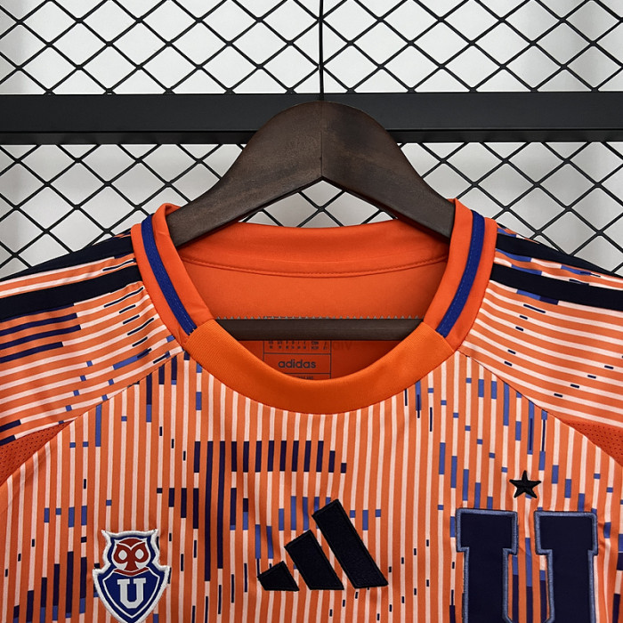 Fans Version 2025-2026 Club Universidad de Chile Away Orange Soccer Jersey Football Shirt