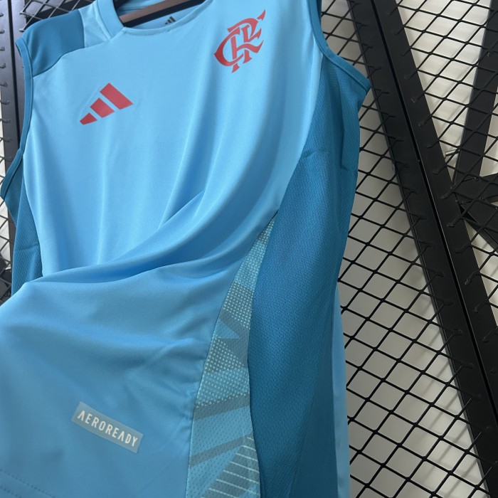 Fan Version 2025-2026 Flamengo White/Blue Soccer Training Vest