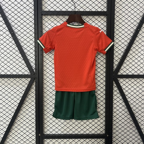 Youth Uniform Kids Kit 2025 Portugal Home Soccer Jersey Shorts Child Football Set