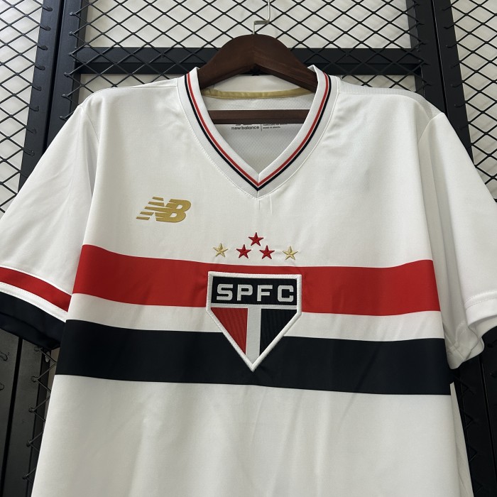 without Sponor Logo Fans Version 2025-2026 Sao Paulo Home Soccer Jersey Football Shirt