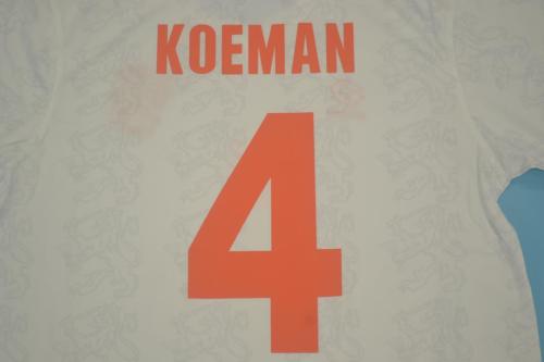 Retro Jersey 1995 Netherlands KOEMAN 4 Away White Soccer Jersey Vintage Football Shirt