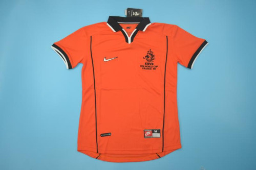 with Front Lettering Retro Jersey 1998 Netherlands Home Soccer Jersey Vintage Holland Football Shirt