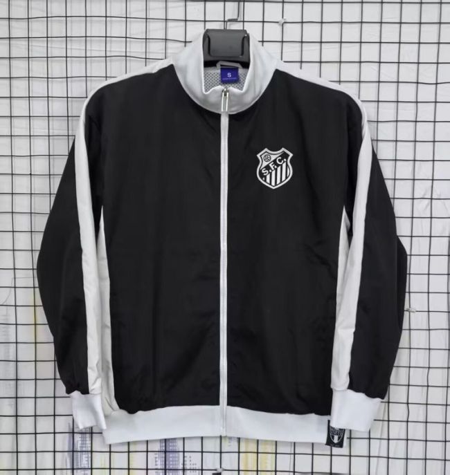 2025 Santos Black Soccer Windbreaker Jacket Football Jacket