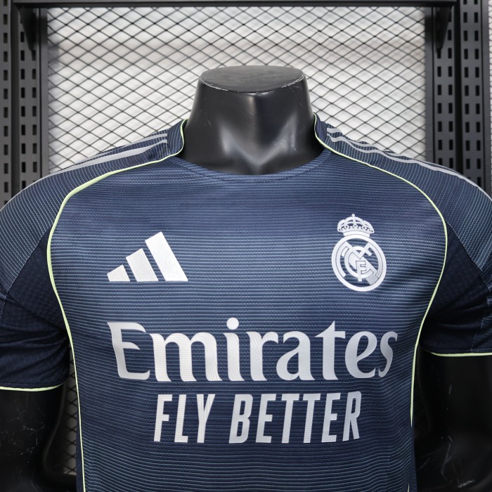 with HP Player Version 2025-2026 Real Madrid Away Soccer Jersey Real Football Shirt