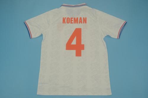 Retro Jersey 1995 Netherlands KOEMAN 4 Away White Soccer Jersey Vintage Football Shirt