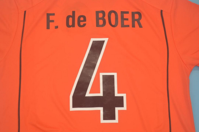 with Front Lettering Retro Jersey 1998 Netherlands F. de BOER 4 Home Soccer Jersey Vintage Holland Football Shirt