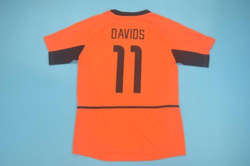 Retro Jersey 2002 Netherlands DAVIDS 11 Home Soccer Jersey Vintage Holland Football Shirt