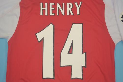 with UCL Patch Retro Jersey 2002-2004 Arsenal HENRY 14 Home Soccer Jersey Red Vintage Football Shirt