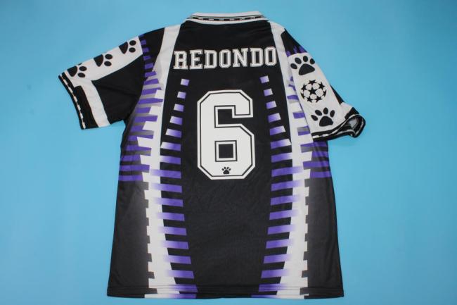 with UCL Patch Retro Jersey 1997-1998 Real Madrid REDONDO 6 Third Away Soccer Jersey Vintage Football Shirt