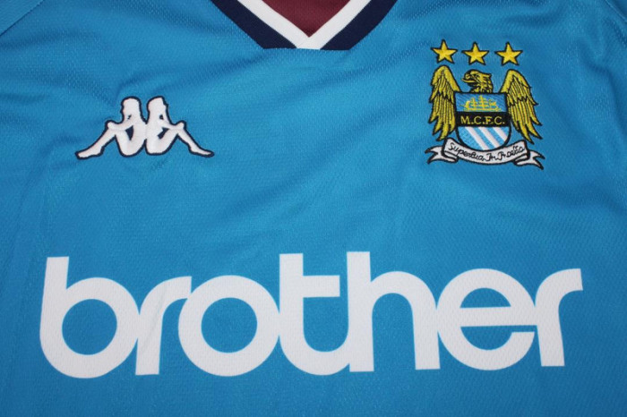 with Patch Retro Jersey 1998-1999 Manchester City Home Soccer Jersey Vintage Football Shirt